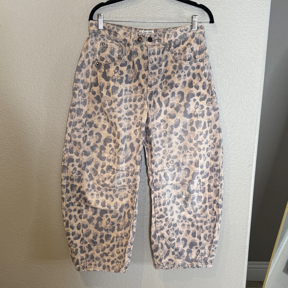Free people We The Free Animal Print barrel leg jeans 28S